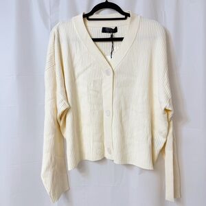 Brunette The Label Best Friend Ribbed Cardigan Cream XL/XXL NWT